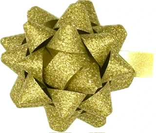 Rozeta dárková GLAMOUR zlatá glitrová 5cm