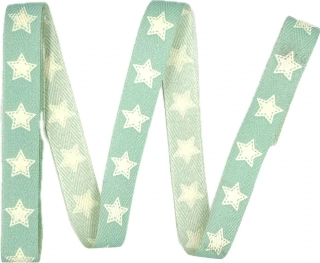 Vánoční stuha WHITE STAR LIGHT BLUE  pastelově modrá 15mm x 2m ( 2,50 Kč/m)