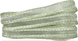 Stuha organzová  MONDAN MINT SILVER  pastelově zelená 15mm x 2m (7,-Kč/m)