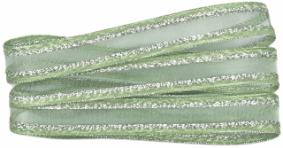 Stuha organzová  MONDAN MINT SILVER  pastelově zelená 15mm x 2m (7,-Kč/m)