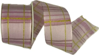 Stuha vánoční PINK KARO pastelově růžová 40mm x 2m (13,-Kč/m)