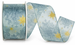 Stuha vánoční organzová SOUTH STAR BLUE modrá 40mm x 2m (15,-Kč/m)