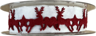 Vánoční stuha girlandová RED DEER 25mm x 7m (12,-Kč/m)