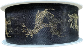 Vánoční stuha organzová ORGANDY DEER GOLD 40mm x 20m (10,-Kč/m)