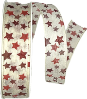 Stuha vánoční CELESTIAL CREME  25mm x 20m ( 10,50Kč/m)