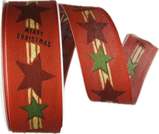 Stuha vánoční STAR CHAIN RED 40mm x 20m (10,50Kč/m)