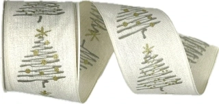Stuha vánoční CHRISTMAS TREE WHITE  40mm x 2m (14,-Kč/m)