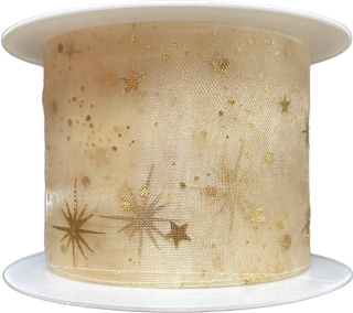Vánoční stuha organzová ORGANDY STARS 40mm x 2m