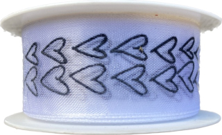 Vánoční stuha organzová GRANIT HEARTS 25mm x 2m (10,-Kč/m)