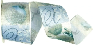 Stuha vánoční CHRISTMAS DECORATION SILVER modrá 40mm x 2m (15,-Kč/m)