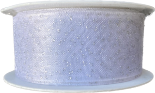 Stuha organzová VIVA SILVER stříbrný potisk 25mm x 2m (13,-Kč/m)