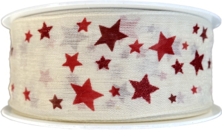 Stuha vánoční CELESTIAL CREME  40mm x 20m ( 8,-Kč/m)