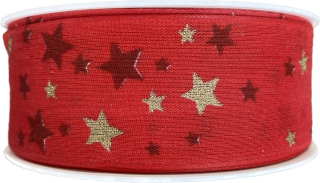 Stuha vánoční CELESTIAL RED  40mm x 20m ( 8,-Kč/m)