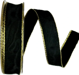 Vánoční stuha černá BASIC COLORE BLACK 25mm x 25m (6,-Kč/m)