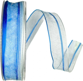Stuha organzová PROMENADE BLUE modrá 25mm x 20m A ( 6,-Kč/m )