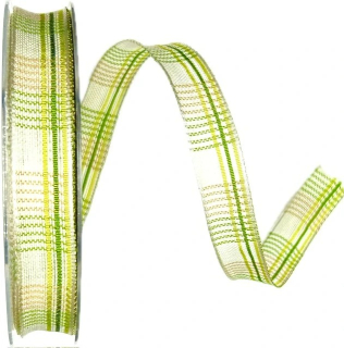 Stuha tkaná GREEN KARO kostkovaná 15mm x 20m A (3,90 Kč/m)