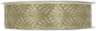 Stuha vánoční organzová GLAMOUR FESTIVAL LIGHT GOLD 25mm x 20m (9,- Kč/m) 