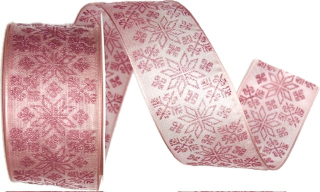 Vánoční stuha organzová GLAMOUR STARS PINK růžová 40mm x 2m (16,-Kč/m)