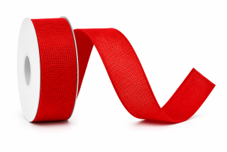 Stuha látková Nature Taft – Classic Red červená 25mm x 2m (8,-Kč/m)
