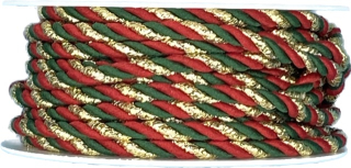 Festive Twist Trio 3 mm – Kroucený tříbarevný provázek 3mm x 5m (5,- Kč/m)