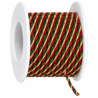 Festive Twist Trio 3 mm – Kroucený tříbarevný provázek 3mm x 5m (5,- Kč/m)
