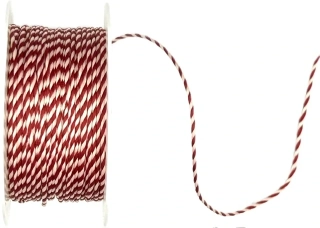 Polo Twist Red & White  – Bavlněný kroucený provázek červený 1mm x 5m (2,-Kč/m)