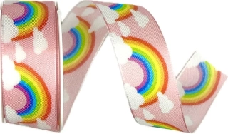 Stuha dětská RAINBOW PINK 25mm x 2m (11,- Kč/m)