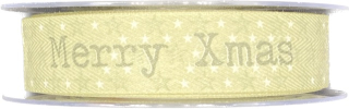 POSLEDNÍ KUS! Vánoční stuha MERRY CHRISTMAS pastelově zelená 25mm x 20m (3,-Kč/m)