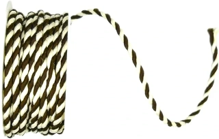 Chocolate Cream Twist – Saténový kroucený dekorační provázek  hnědo-krémový 3mm x 3 m (5,-Kč/m)