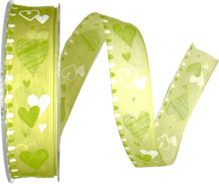 Bavlněná stuha Green Heart Garden – světle zelená 25mm x 20m