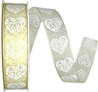 Taftová stuha Amore Mio Cream – krémová, průsvitná 25mm x 20m