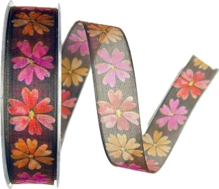 Stuha organzová SUMMER DREAM černá A 25mm x 20m (7,- Kč/m)