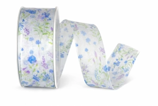 Stuha taftová WILDFLOWER MEADOW Light Blue 40mm x 20m