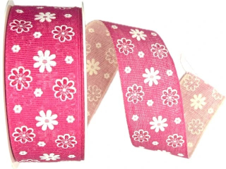 Stuha látková jarní FIORI DI PRIMAVERA sytě růžová A 40mm x 20m (8,-Kč/m)