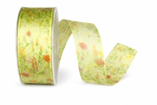 Stuha taftová WILDFLOWER MEADOW Light Green 40mm x 20m