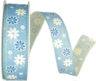 Stuha látková jarní FIORI DI PRIMAVERA BLU modrá A 25mm x 20m (7,-Kč/m)