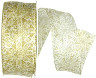 Stuha taftová MANDALA CREAM transparentní A 40mm x 20m (8,-Kč/m)