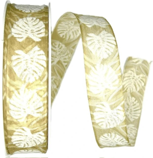 Stuha taftová MONSTERA NATUR béžová A 25mm x 20m (6,-Kč/m)