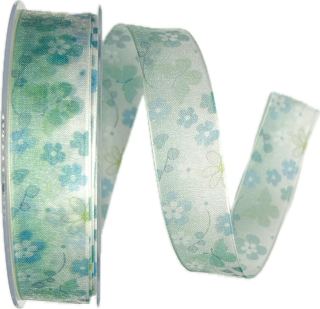 Stuha taftová FLOWER BREEZE tyrkysová transparentní 25mm x 20m (7,-Kč/m) 