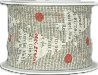 Vánoční stuha bavlněná CHRISTMAS FOREST GRAY 40mm x 2m (5,-Kč/m)