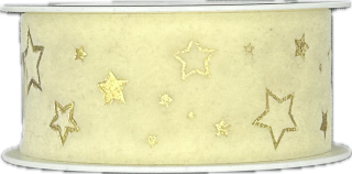 Stuha vánoční sametová VELUTTO STARS CREAM smetanová 25mm x 2m (12,-Kč/m)