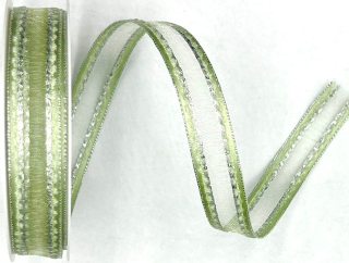 Stuha organza MONDAN MINT SILVER 15mm x 4m (7,-Kč/m)