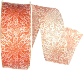 Stuha taftová MANDALA RED transparentní A 40mm x 20m (8,-Kč/m)