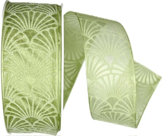 Stuha taftová ART DÉCO zelená transparentní 40mm x 20m A (8,-Kč/m)