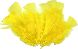 Dekorační peříčka ŽLUTÁ 12ks bal