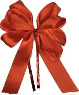 Mašle červená látková, ručně vázaná,  8 x 10 cm