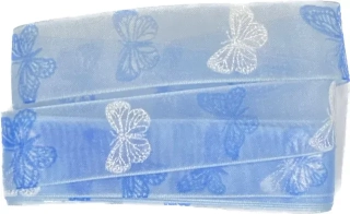 Stuha taftová SPRING BUTTERFLY modrá 25mm x 2m (6,- Kč/m)