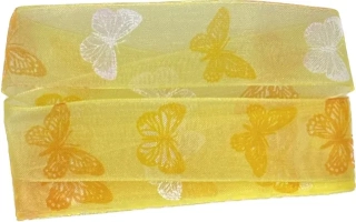 Stuha taftová SPRING BUTTERFLY žlutá 25mm x 2m (6,- Kč/m)