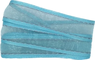 Stuha organzová CHAMPAGNER tyrkysová prošívaná 25mm x 2m (7,50Kč/m)