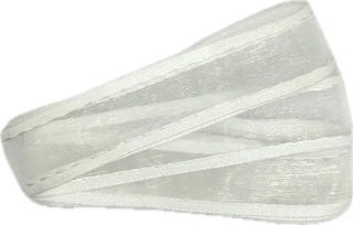 Stuha organzová CHAMPAGNER bílá prošívaná 25mm x 2m (7,50 Kč/m) 